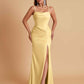 Gorgeous Spaghetti Straps Soft Satin Side Slit Floor-Length Mermaid Bridesmaid Dresses