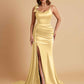 Elegant Soft Satin Mermaid Bowknot Floor-Length Mermaid Bridesmaid Dresses