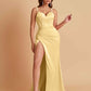 Simple Soft Satin Mermaid V-neck Floor-Length Mermaid Bridesmaid Dresses