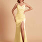 Sexy Satin V-neck Side Slit Mermaid Floor Length Bridesmaid Dresses