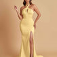 Elegant Soft Satin Mermaid Halter Side Slit Floor-Length Bridesmaid Dresses Online