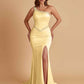 Sexy Soft Satin Mermaid One Shoulder Side Slit Beading Floor-Length Bridesmaid Dresses Online