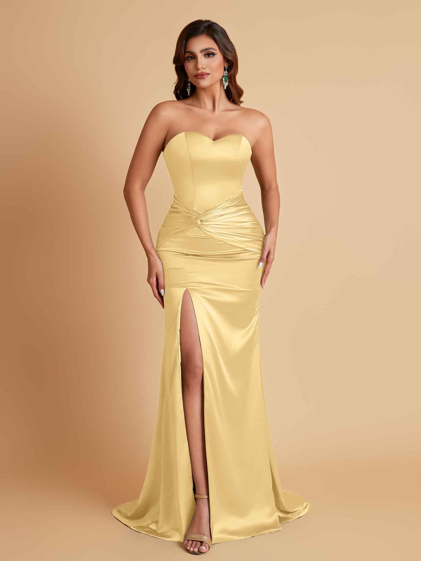 Sexy Soft Satin Mermaid Sweetheart Floor-Length Mermaid Bridesmaid Dresses