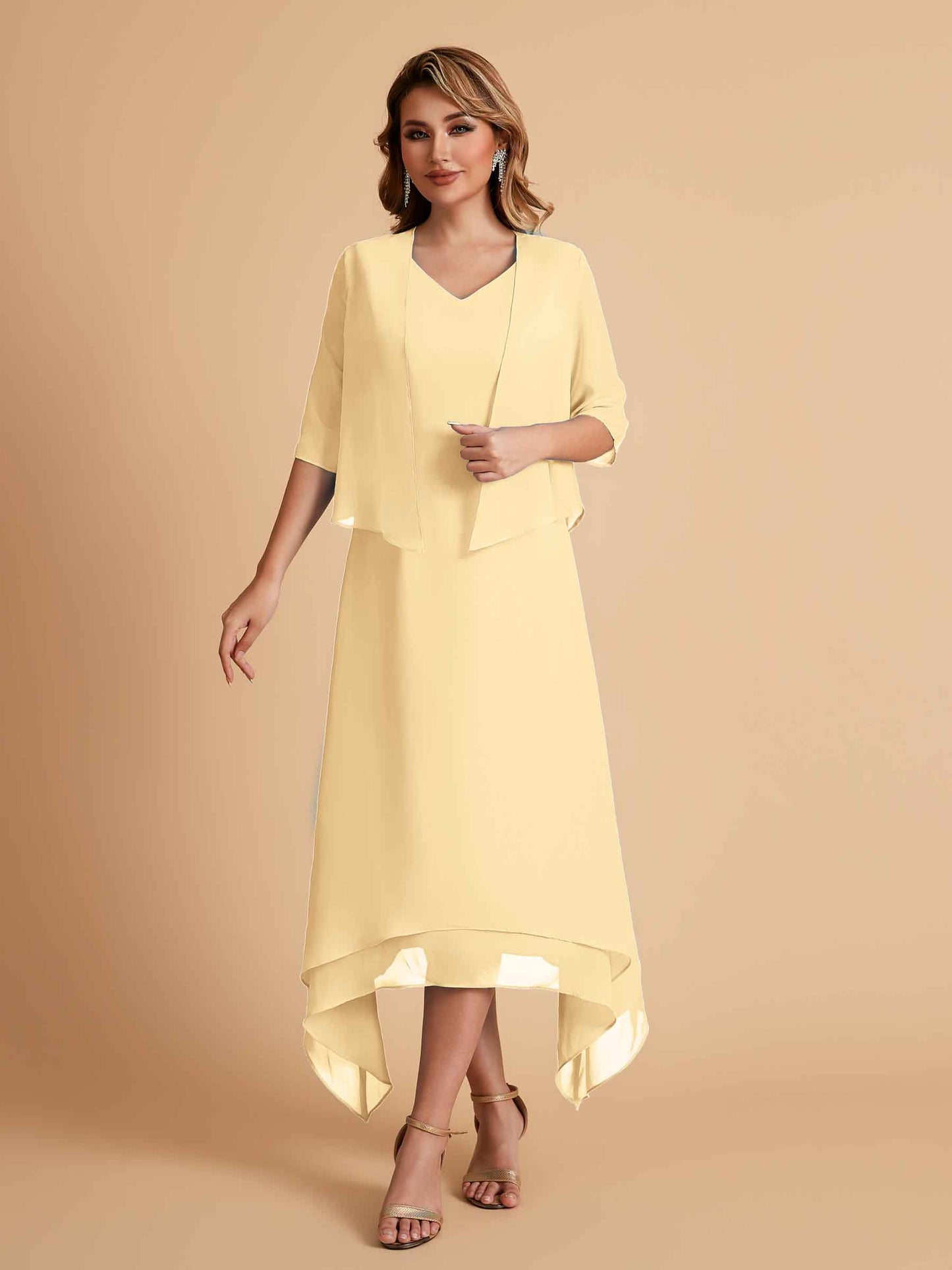 Elegant A-line Chiffon Short Sleeves Mother of the Brides Dresses Online