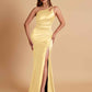 Sexy Soft Satin Mermaid One Shoulder Floor-Length Mermaid Bridesmaid Dresses