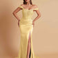Sexy Soft Satin V-neck Off-the-shoulder Strapless Side-Slit Mermaid Bridesmaid Dresses