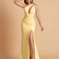 Sexy Mermaid One Shoulder Key Hole Bridesmaid Dresses Floor Length Bridal Party Dresses