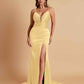 Sexy Soft Satin V-neck Spaghetti Strap Side-Slit Mermaid Bridesmaid Dresses