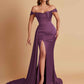 Sexy Soft Satin Sweetheart Off-the-shoulder Strapless Side-Slit Mermaid Bridesmaid Dresses