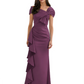 Elegant Mother of Bride Dress Formal Gowns Mermaid Ruffle Floor Length Asymmetric Neckline