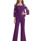Mother of the Bride Jumpsuit with Lace Jacket 3/4 Sleeve Formal Pant Suit
