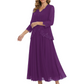 3/4 Sleeve Chiffon Mother of the Brides Dresses V-Neck Wedding Party Gowns