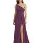 One Shoulder Mother of Bride Dress Ruffle Formal Gowns Mermaid Floor Length Train Slit