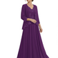 Plus Size A-line Chiffon 3/4 Sleeves Mother of the Brides Dresses Long Jacket Dress