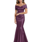 Luxury Emerald Formal Dress Off-the-Shoulder Satin Gown Trumpet Silhouette