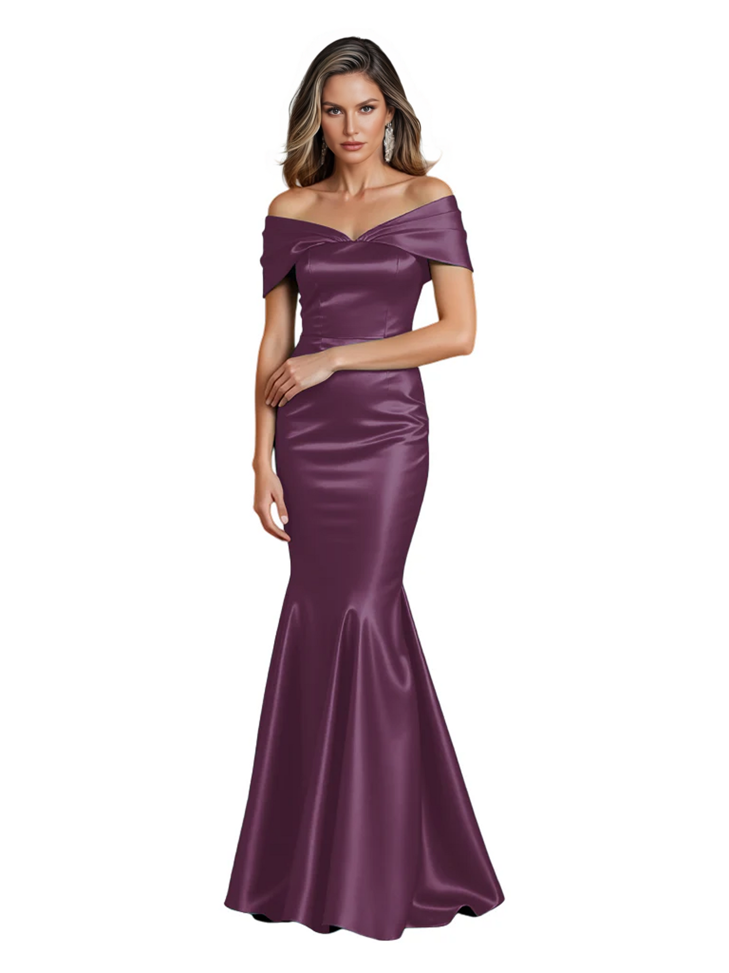 Luxury Emerald Formal Dress Off-the-Shoulder Satin Gown Trumpet Silhouette