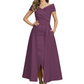 Formal Floor-Length Mother of the Bride Gown Satin Maxi Dress with Slit Off Shoulder