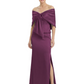Formal Floor-Length Mother of the Bride Gown Satin Maxi Dress with Bow Neckline