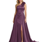 One Shoulder Sleeveless Mother of the Brides Dresses Floor Length Slit With Train