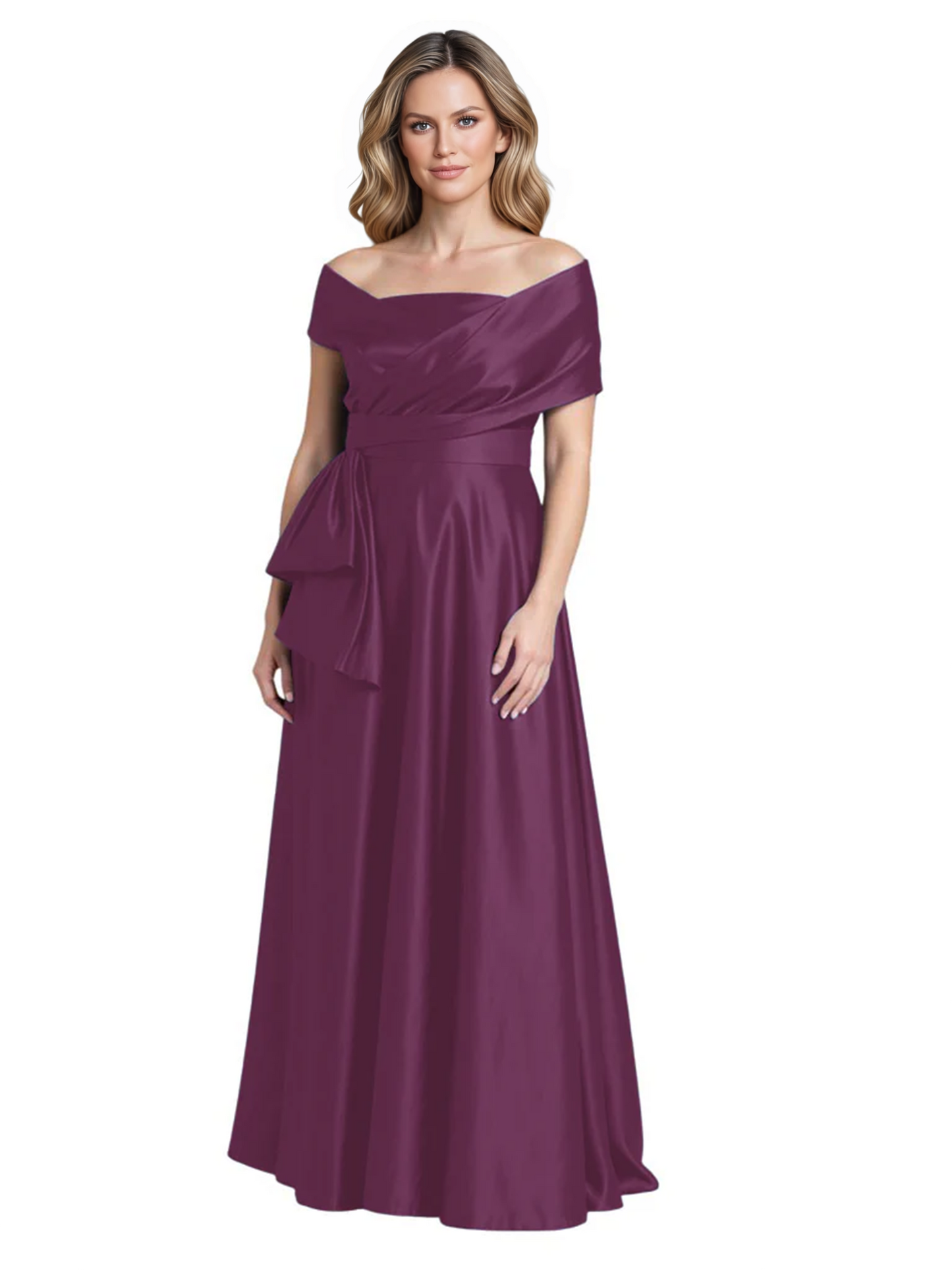 Formal Floor-Length Mother of the Bride Gown Sleeveless Satin Maxi Dress with Drape