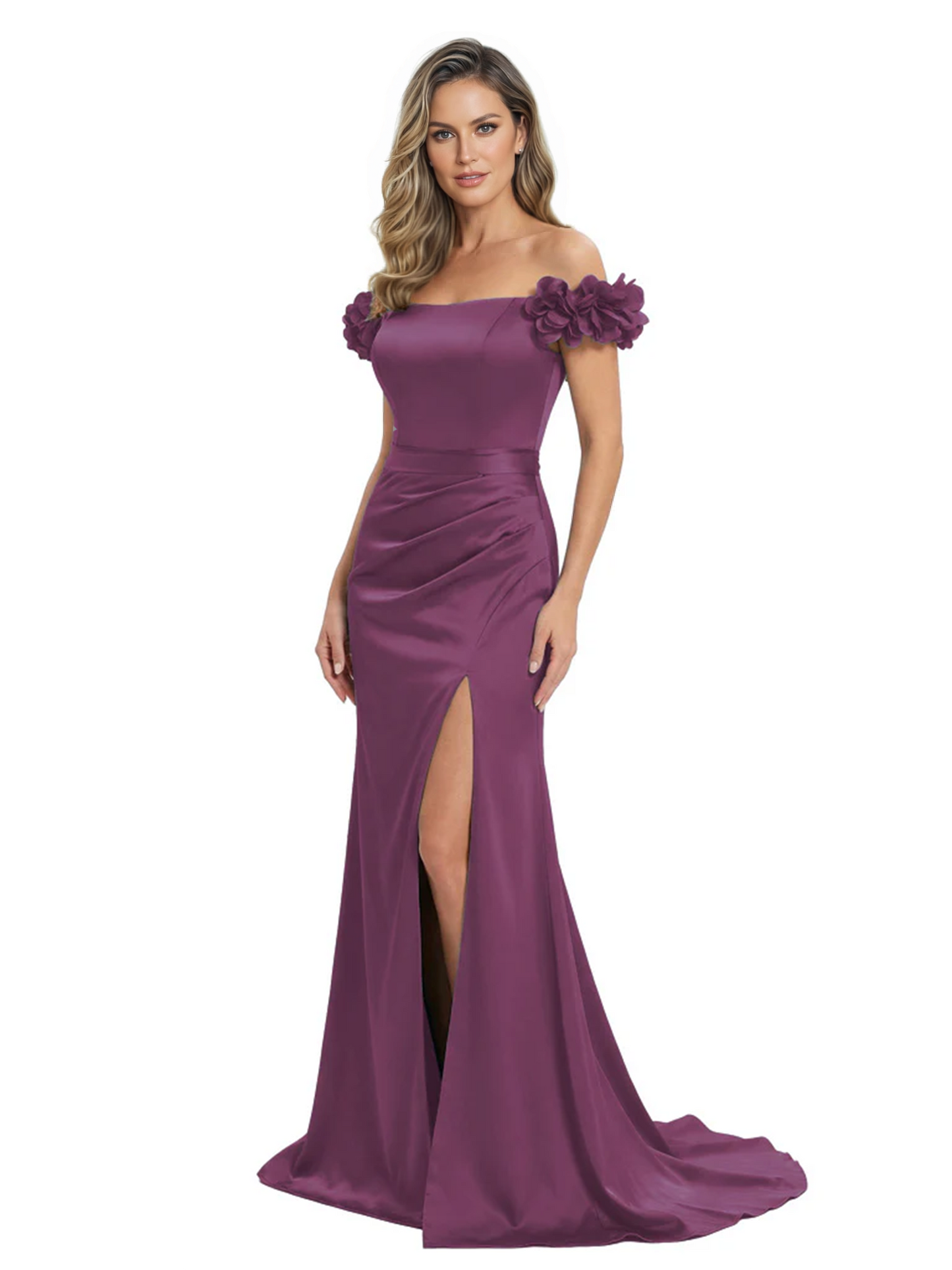 Elegant Mother of the Groom Dresses Mermaid Satin Formal Gown High Slit