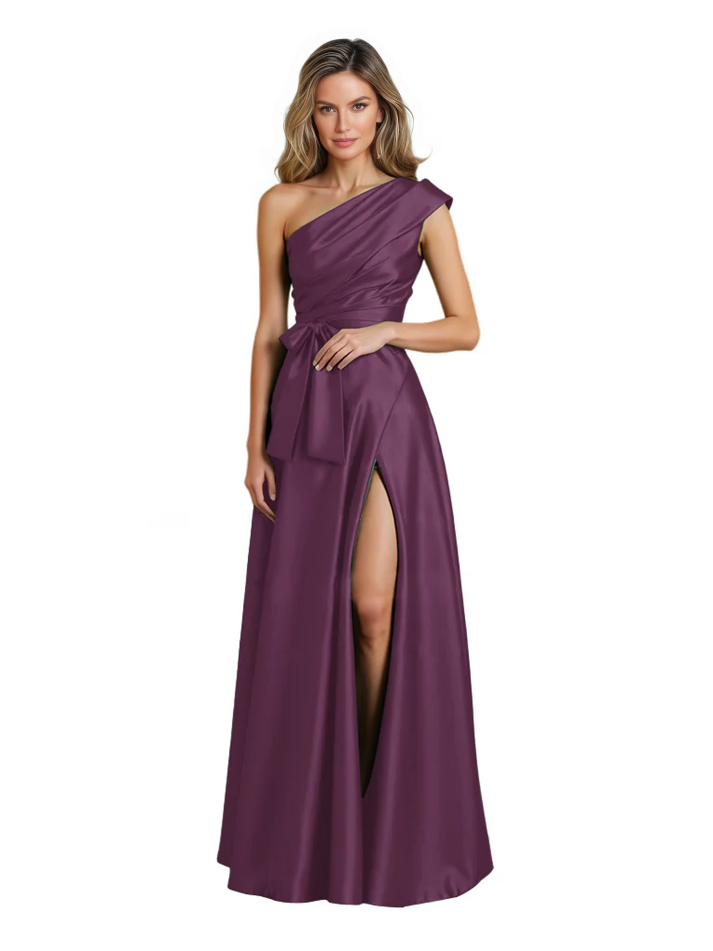 Wedding Mother of the Bride Dress One Shoulder and High Slit Formal Dresses