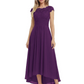 Elegant Evening Gown Trending 2026 Styles with Cap Sleeves High-Low Skirt
