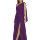 One-Shoulder Mother of the Bride Dress Chiffon Gown with Long Sash Detail