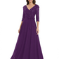 Chiffon Mother of the Bride Dress with Sequin V-Neck and Elegant Bow Sash