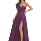 Elegant Mother of the Groom Dress A-Line Satin Formal Gown with High Slit Ruched Bodice