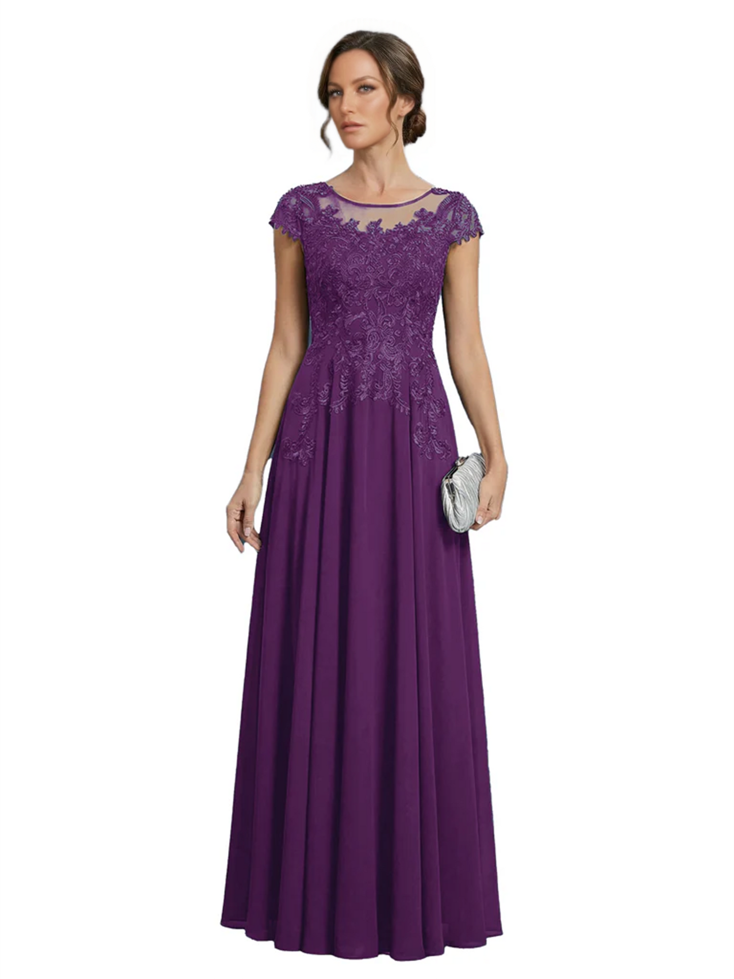 Chic Long A-Line Chiffon Mother of the Brides Dresses Sequin Mom Outfits For Wedding