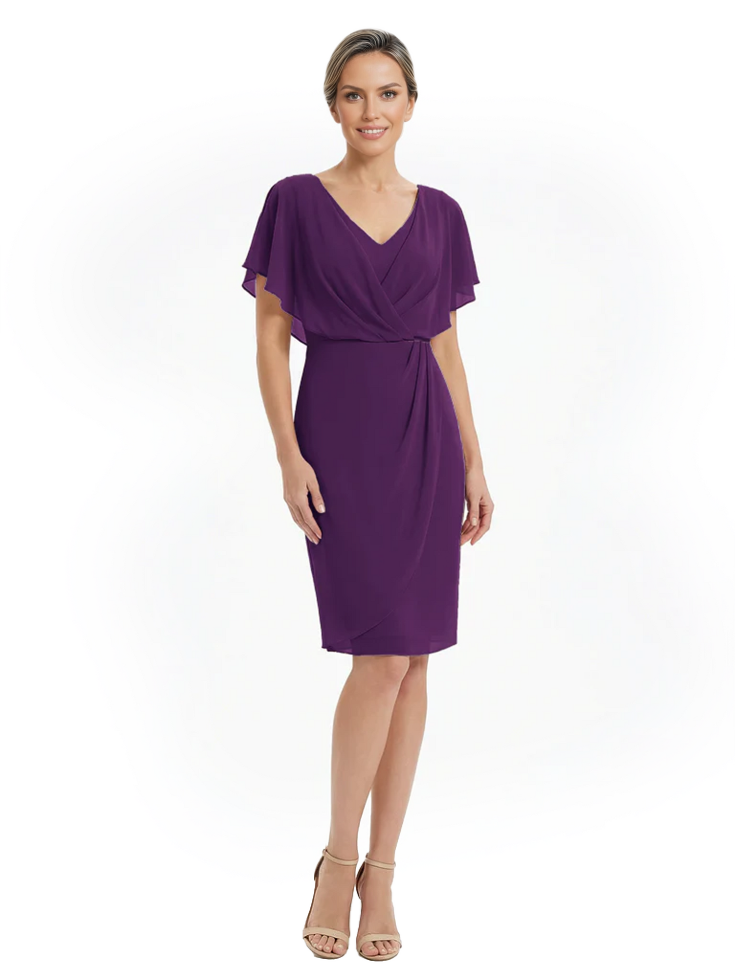 Chic Knee-Length Mother of Bride Formal Dress Slimming Chiffon Styles for Wedding Guest