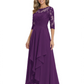 3/4 Sleeve Mother of the Bride Dress with Lace Embroidery High-Low Hem 2026