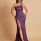 Gorgeous Strapless Soft Satin Side Slit Floor-Length Mermaid Bridesmaid Dresses