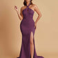 Elegant Soft Satin Mermaid Halter Side Slit Floor-Length Bridesmaid Dresses Online