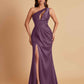 Sexy One Shoulder Soft Satin Side Slit Floor-Length Mermaid Bridesmaid Dresses