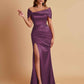 Elegant Soft Satin Off-the-shoulder Side-Slit Mermaid Bridesmaid Dresses