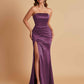 Elegant Soft Satin Strapless Split Side Mermaid Bridesmaid Dresses