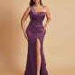Gorgeous One Shoulder Soft Satin Side Slit Floor-Length Mermaid Bridesmaid Dresses