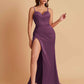 Simple Soft Satin Mermaid V-neck Floor-Length Mermaid Bridesmaid Dresses