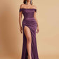 Sexy Off the Shoulder Soft Satin Side Slit Floor-Length Mermaid Bridesmaid Dresses
