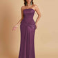 Sexy Soft Satin Mermaid Strapless Floor-Length Mermaid Bridesmaid Dresses