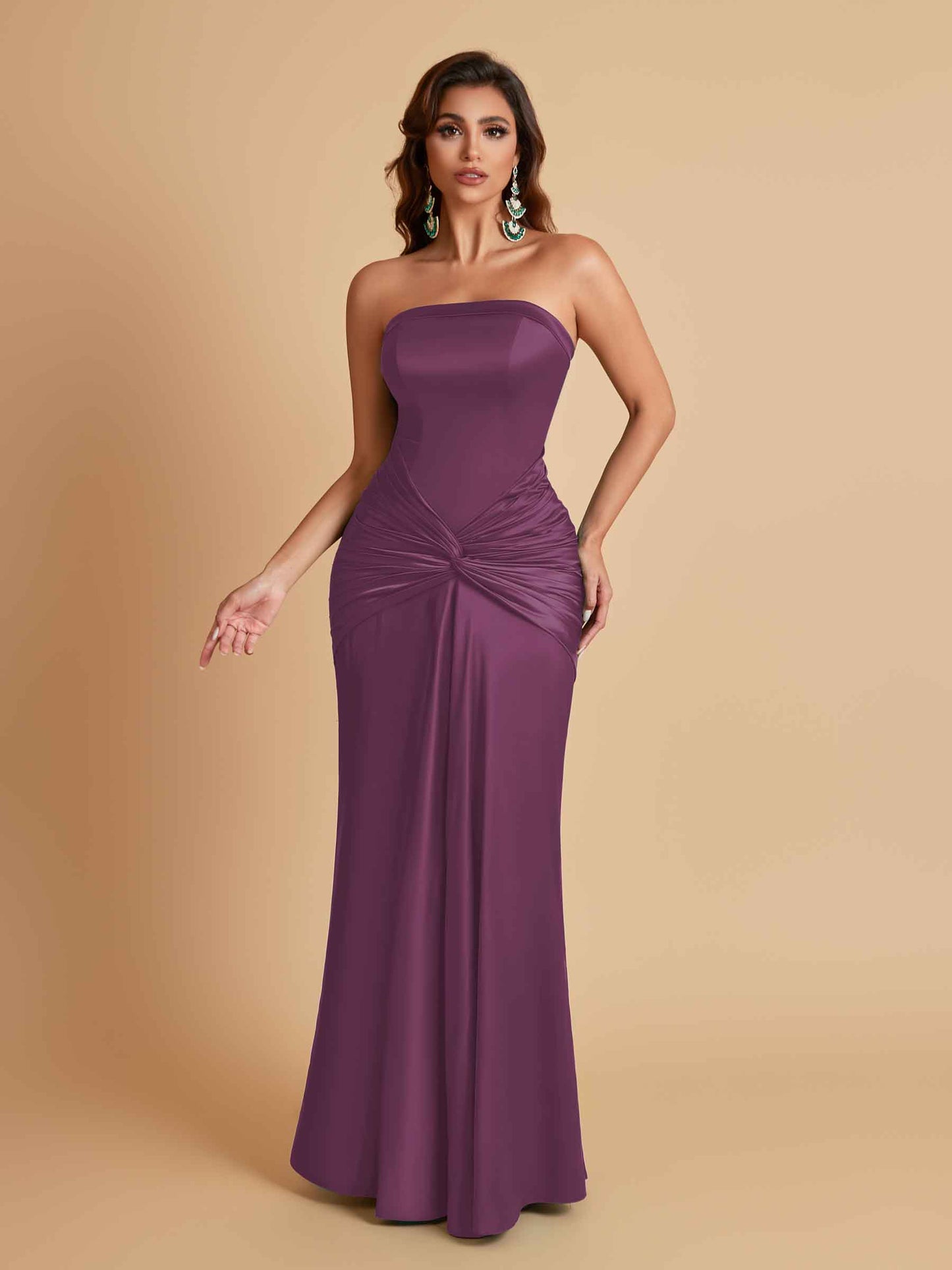 Sexy Soft Satin Mermaid Strapless Floor-Length Mermaid Bridesmaid Dresses