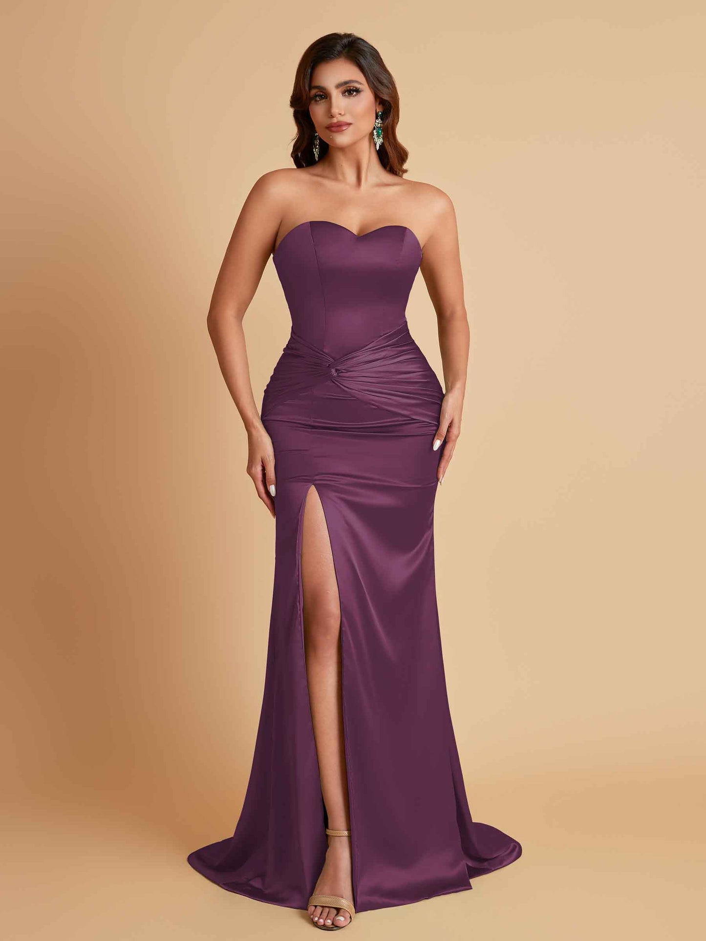 Sexy Soft Satin Mermaid Sweetheart Floor-Length Mermaid Bridesmaid Dresses