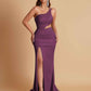 Gorgeous One Shoulder Soft Satin Side Slit Floor-Length Mermaid Bridesmaid Dresses