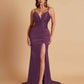 Sexy Soft Satin V-neck Spaghetti Strap Side-Slit Mermaid Bridesmaid Dresses