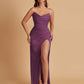 Sexy Soft Satin Mermaid V-neck Side Slit Floor-Length Bridesmaid Dresses Online