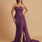 Simple Soft Satin Mermaid Strapless Floor-Length Mermaid Bridesmaid Dresses