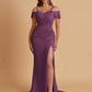Sexy Soft Satin Mermaid Cold Shoulder Side Slit Floor-Length Bridesmaid Dresses Online