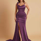 Elegant Soft Satin Mermaid Bowknot Floor-Length Mermaid Bridesmaid Dresses